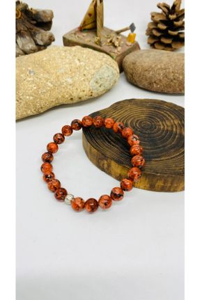 دستبند جواهر نارنجی زنانه سنگی کد 450391237