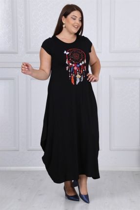لباس مشکی زنانه ویسکون سایز بزرگ بافت کد 450570144
