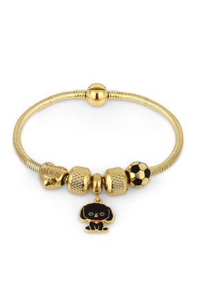 دستبند استیل طلائی زنانه کد 450317555