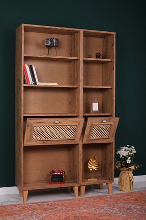 قفسه کتاب قهوه ای 179 سانتی متر MBK AHŞAP - کد 303010746