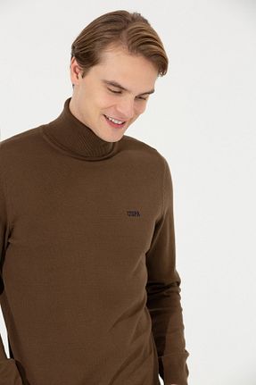 پلیور قهوه ای مردانه ساده U.S. Polo Assn. - کد 378066082