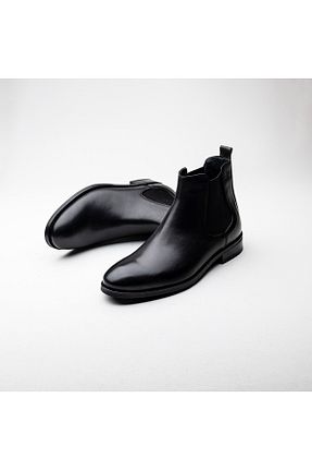 بوت / نیم بوت مشکی مردانه چرم خالص İBAY - کد 66095590