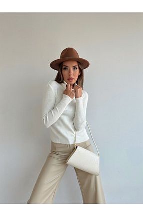 پلیور سفید زنانه بافت دار BUTİK MUSON - کد 450895408