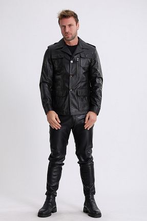 کت مشکی مردانه رگولار Leather Club - کد 451101435