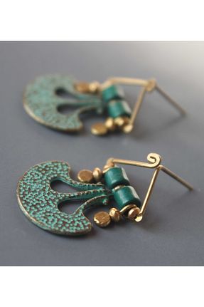 گوشواره جواهر فیروزه ای سنگ طبیعی delay art - کد 152825194