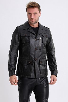 کت مشکی مردانه رگولار Leather Club - کد 451101435