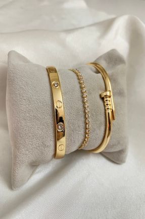 دستبند جواهر طلائی زنانه کد 451394295
