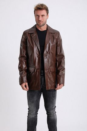 پالتو پشمی قهوه ای مردانه رگولار Leather Club - کد 451585210