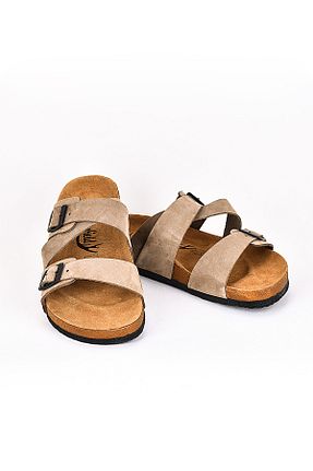 دمپائی بژ مردانه چرم خالص Moosefield - کد 37283470