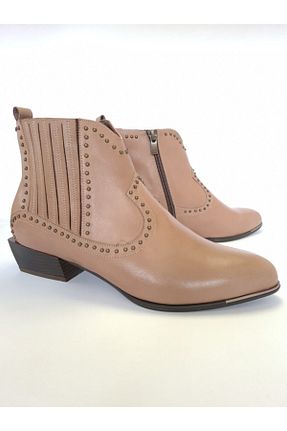 بوت / نیم بوت بژ زنانه چرم خالص Mira Deri - کد 80576050