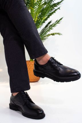 کفش کلاسیک مشکی مردانه چرم طبیعی پاشنه کوتاه ( 4 - 1 cm ) کد 412016937
