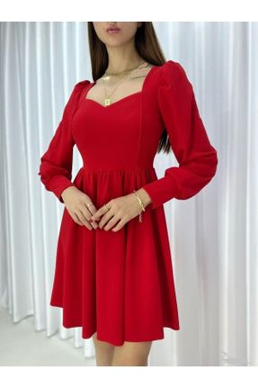 لباس مجلسی قرمز زنانه لیکرا یقه قلب بدون آستر کد 454906457