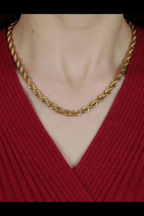 گردنبند استیل طلائی زنانه فولاد ( استیل ) کد 455121545