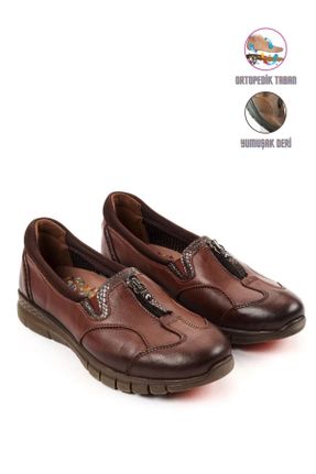 کفش کژوال قهوه ای زنانه چرم طبیعی پاشنه کوتاه ( 4 - 1 cm ) پاشنه ساده کد 455772167
