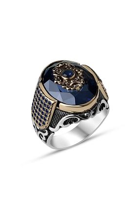 انگشتر نقره آبی مردانه یاقوت کبود MODERN TAKI - کد 455671088