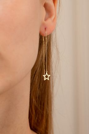 گوشواره طلا زرد زنانه 14 عیار GençTaş Kuyumculuk - کد 135378909