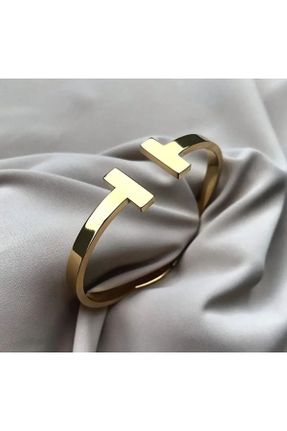 دستبند استیل طلائی زنانه فولاد ( استیل ) کد 455237545