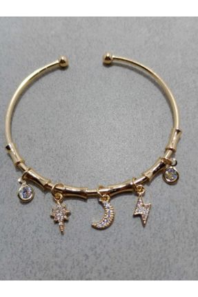 دستبند استیل طلائی زنانه فولاد ( استیل ) کد 456022679