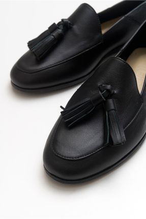 کفش لوفر مشکی زنانه چرم طبیعی پاشنه کوتاه ( 4 - 1 cm ) کد 137671342