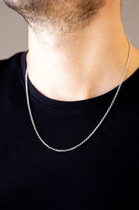 گردنبند طلا سفید مردانه 14 عیار Cenova Jewelry - کد 456045694
