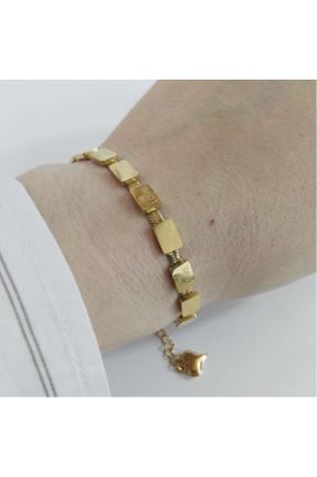 دستبند استیل طلائی زنانه فولاد ( استیل ) کد 456091137