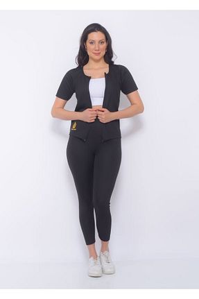 ساق شلواری ورزشی سایز بزرگ مشکی زنانه بافتنی SAUNA SUIT - کد 320141607
