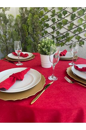 رومیزی قرمز مخمل Decamor home - کد 302794563