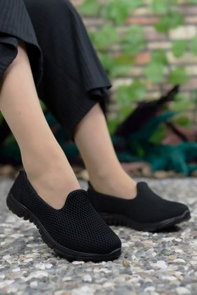 کفش اسنیکر مشکی زنانه بدون بند پارچه نساجی کد 82229191