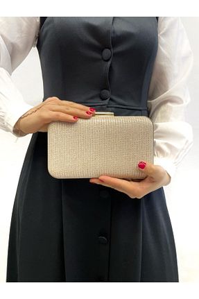 کیف مجلسی طلائی زنانه چرم مصنوعی Busrabags - کد 82633601