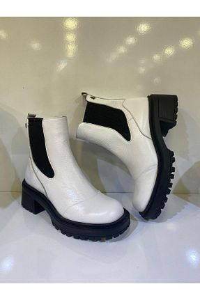 بوت / نیم بوت سفید زنانه چرم خالص Venüs - کد 456569266