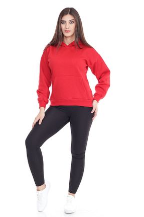 سوئیشرت قرمز زنانه ساده POLYMOOD - کد 450550488