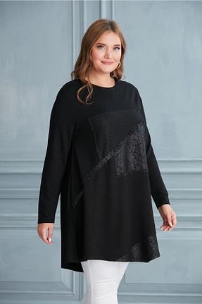 تونیک سایز بزرگ مشکی زنانه بافت FOR ESRA BIG TREND - کد 458282031