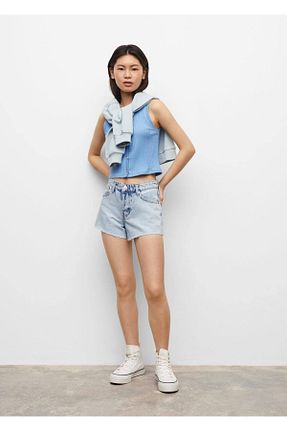 شلوارک و برمودا سایز بزرگ سرمه ای زنانه فاق نرمال MANGO Teen - کد 309346981