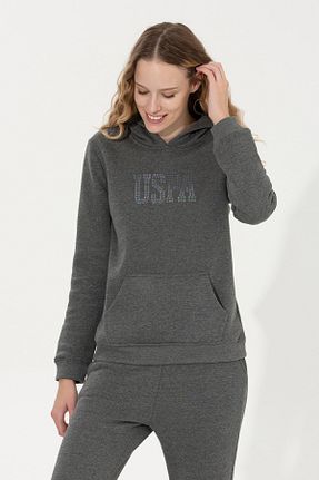 سوئیشرت طوسی زنانه ساده U.S. Polo Assn. - کد 378065152