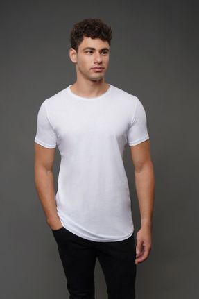 تی شرت سفید مردانه یقه گرد کد 458125296