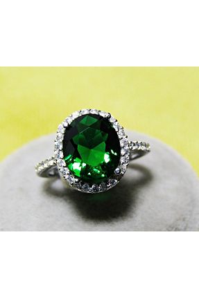 انگشتر نقره سبز زنانه زمرد lilahgümüştr - کد 458490318