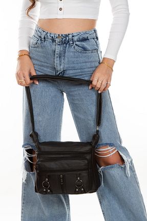 کیف دوشی مشکی زنانه چرم مصنوعی LandBags - کد 458842385