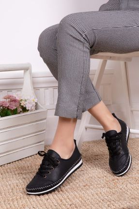 کفش کژوال مشکی زنانه چرم طبیعی پاشنه کوتاه ( 4 - 1 cm ) پاشنه ساده کد 126213744