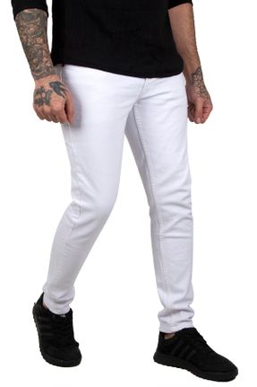 شلوار جین سفید مردانه پاچه تنگ جین کد 123525309