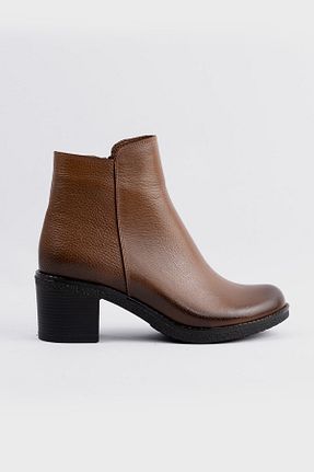 بوت / نیم بوت قهوه ای زنانه چرم خالص TUNAELLİ - کد 459858641