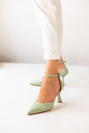 کفش پاشنه بلند کلاسیک سبز زنانه چرم مصنوعی Lİmar Shoes - کد 329264564