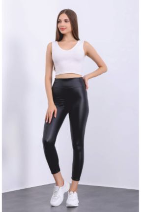 ساق شلواری مشکی زنانه چرم مصنوعی فاق بلند کد 460511658