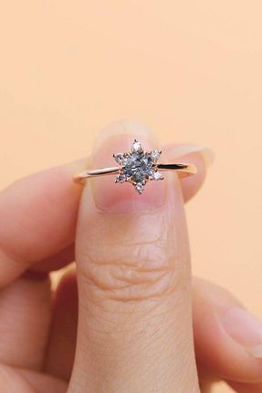 انگشتر جواهر طلائی زنانه زیرکن LOTUS GÜMÜŞ - کد 48015817