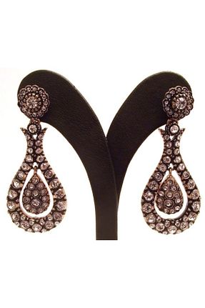 گوشواره جواهر طلائی برنجی Aşina Gümüş - کد 71938494