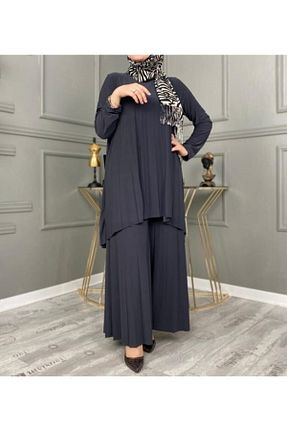 ست بالاتنه و پائین تنه حجاب طوسی زنانه Asimetrik MODAMÜNASİP - کد 82238875
