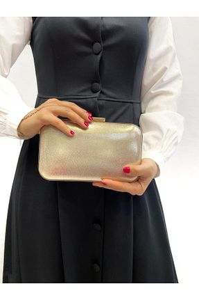 کیف مجلسی طلائی زنانه چرم مصنوعی Busrabags - کد 82357885
