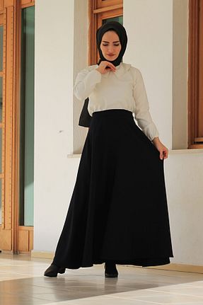 دامن مشکی زنانه پارچه RANABUTİK - کد 73251428