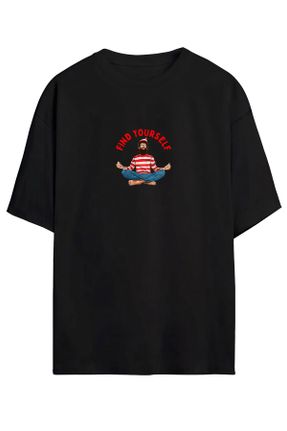 تی شرت مشکی زنانه اورسایز یقه گرد کد 461294004