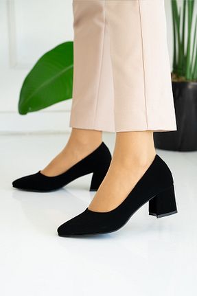 کفش پاشنه بلند کلاسیک مشکی زنانه چرم MERVESTORE - کد 461556736