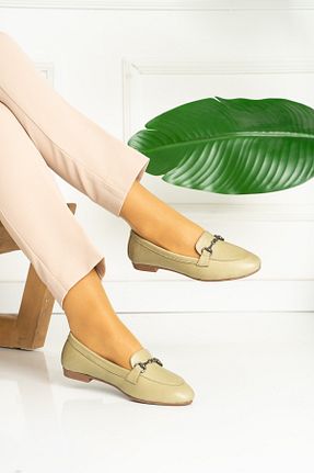 کفش کلاسیک سبز زنانه چرم خالص MERVESTORE - کد 461731418